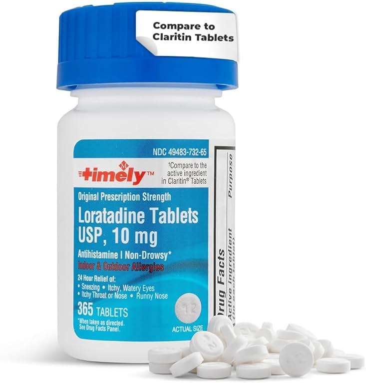 TIME-Cap Labs Loratadine 10mg Tablets, 24 Hour Allergy Relief Pills - Non Drowsy Antihistamine for Adults, Helps Relieve Sneezing, Runny Nose, Itchy Watery Eyes & Itchy Throat, 365 Count - Image 5