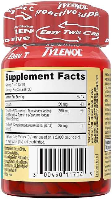 Tylenol Proactive Support* Muscle & Joint Supplements + Stress, Drug Free, Tamarind + Turmeric Supplement and Sceletium Extract to Improve Joint Comfort & Flexibility 30 ct - Image 10