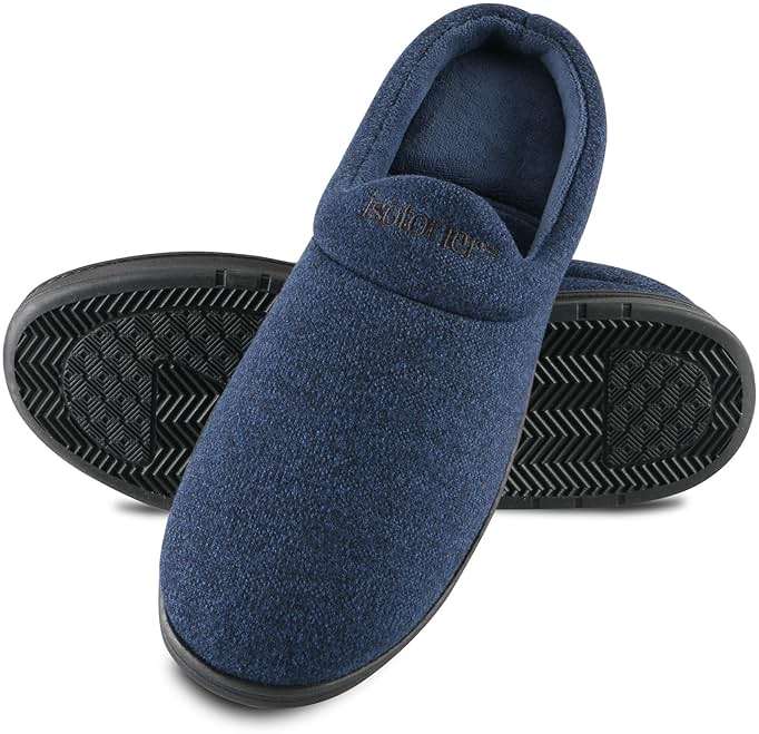 isotoner Men's Indoor/Outdoor Heathered Knit Brady Clog Slippers With Memory Foam Comfort and Heel Support - Image 4