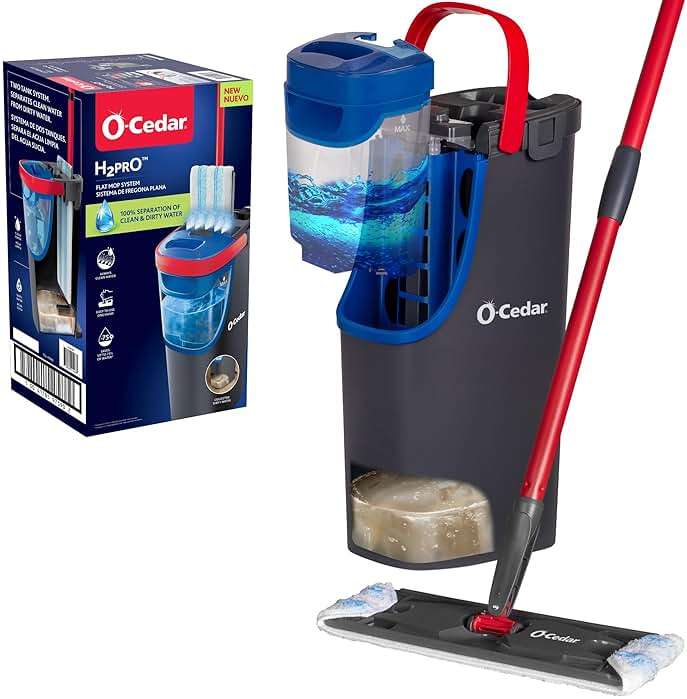 O-Cedar H2prO Flat Mop System | Quick Everyday Cleaning | Dual-Tank Fresh Water System | Machine Washable Reusable Microfiber Mop Pad | Safe on Hardwood, Tile & Vinyl Floors - Image 1