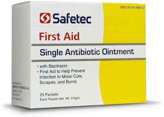 Safetec First Aid Antibiotic Ointment 53305 – Single-Use Packets for Minor Cuts & Wound Care (25 Pack) - Image 1