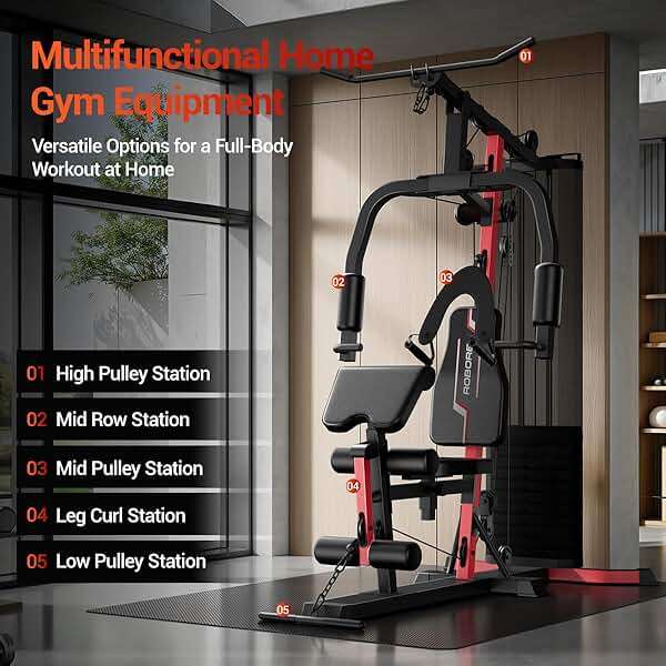 ROBORE Home Gym System with 160LB Weight Stack, Multifunctional All-in-One Workout Station, Full Body Strength Training System - Image 3