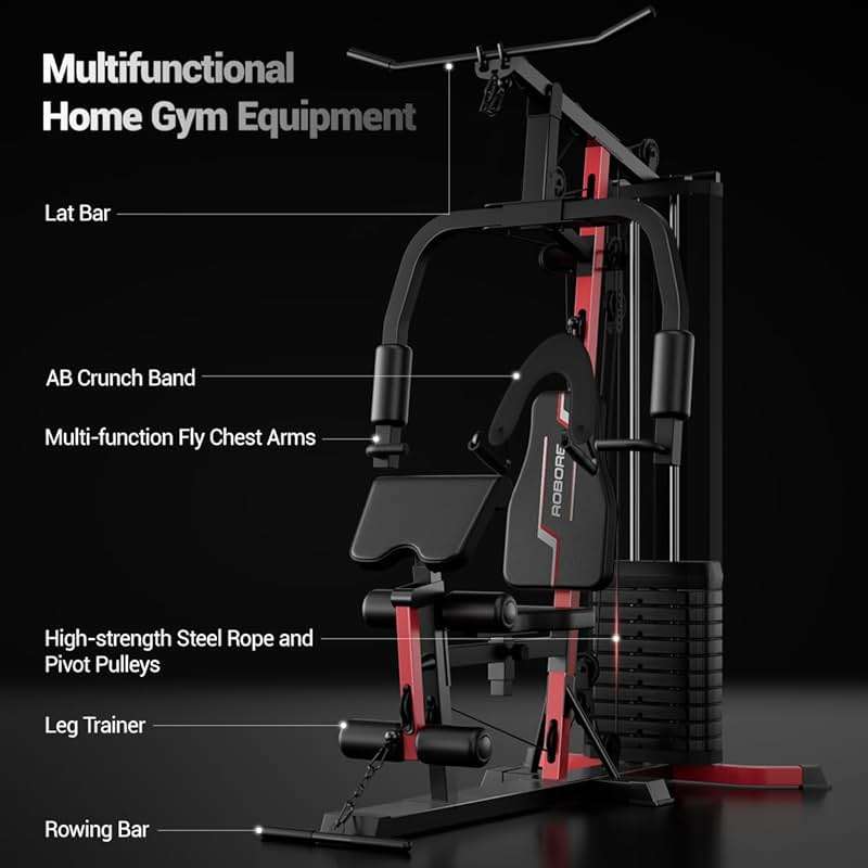 ROBORE Home Gym System with 160LB Weight Stack, Multifunctional All-in-One Workout Station, Full Body Strength Training System - Image 7