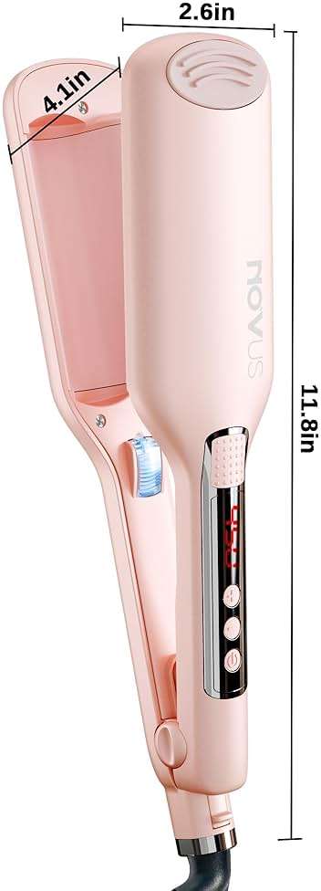 NOVUS Beach Waves Curling Iron, Ionic 2 Barrel Hair Crimper Wand for Women, Ceramic Anti-Scald Waver with Adjustable Heat, 1.1 Inch Pink, Easy to Use for Long-Lasting Shiny Curls - Image 8