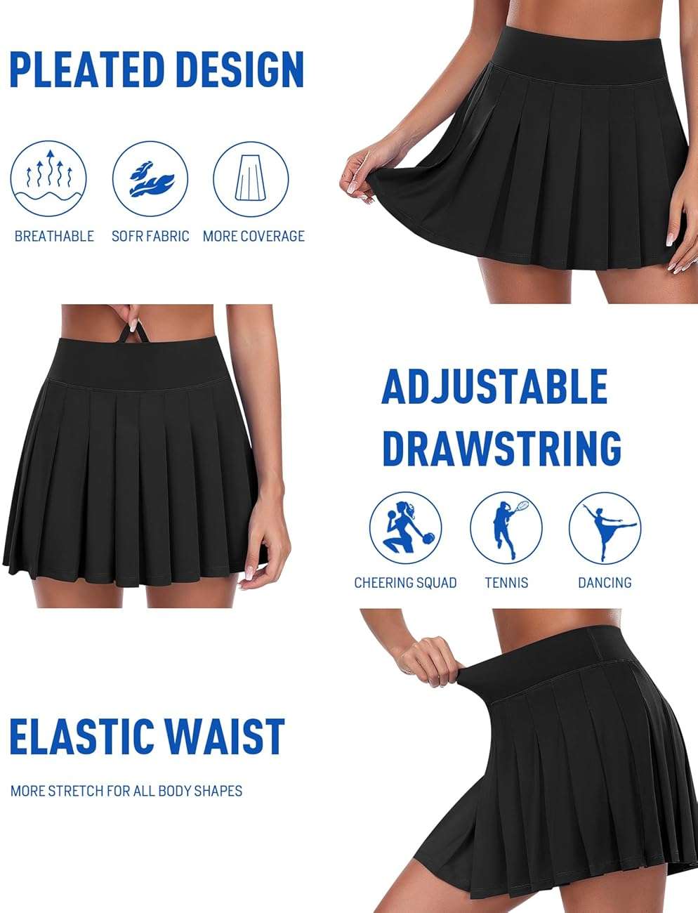 JoyGirl Womens Pleated Tennis Skirt with Shorts Golf Skirts High Waisted Athletic Mini Skirt Workout Skorts with Pockets - Image 3