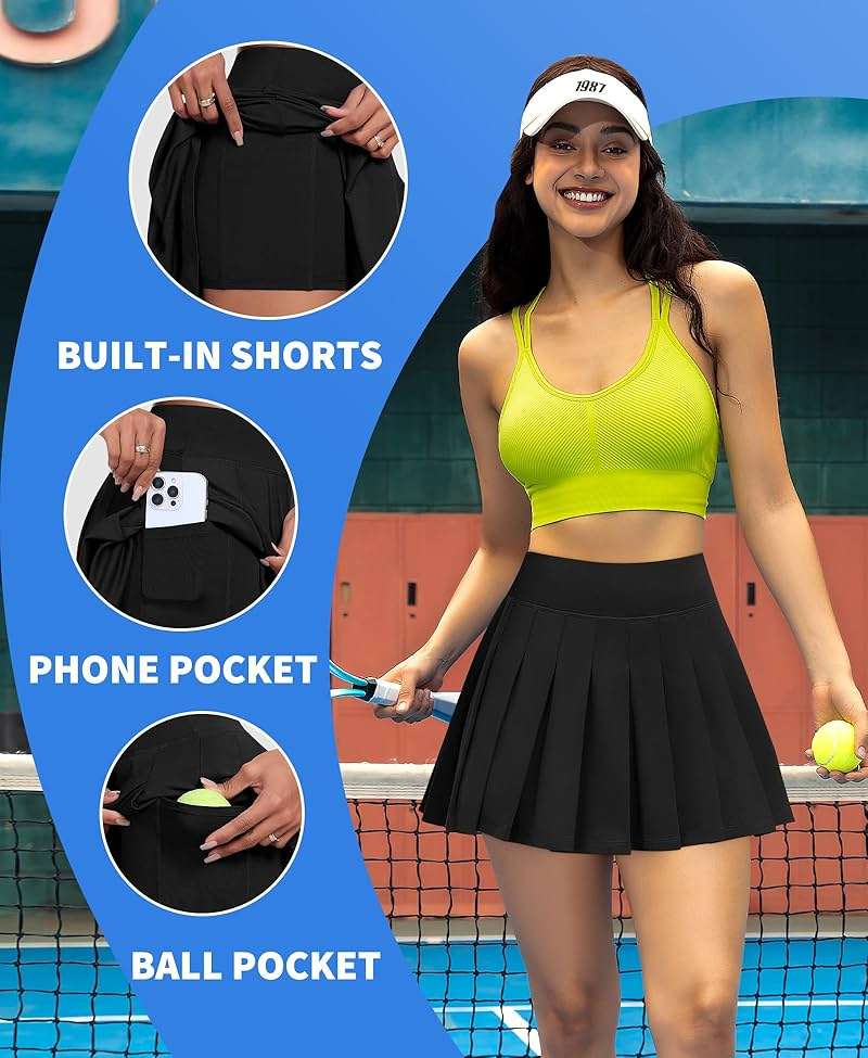 JoyGirl Womens Pleated Tennis Skirt with Shorts Golf Skirts High Waisted Athletic Mini Skirt Workout Skorts with Pockets - Image 4