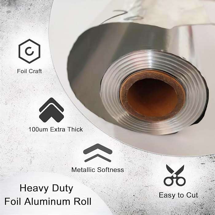 Foil Aluminum Roll Heavy Duty:Extra Thick Tin Foil Craft Engraving,Aluminum Foil Heavy Duty for Painting Embossing,Aluminum Flashing Roll Metal Sheets for Crafts,70um Thick (70umThick/18"W/42ft L) - Image 2