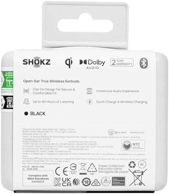 SHOKZ OpenDots ONE-Open-Ear Headphones, Clip-On Earbuds-Wireless Bluetooth Earbuds with Microphone-Secure, Lightweight, Comfort-Premium Dolby Audio-Water Resistant-Fast Charging-Up to 40 hrs Playtime - Image 11