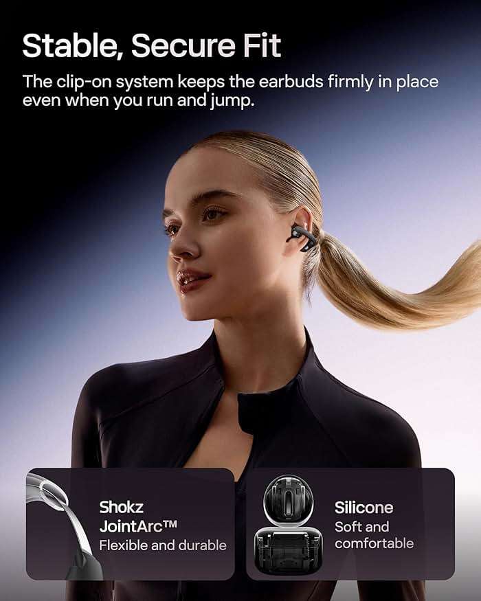 SHOKZ OpenDots ONE-Open-Ear Headphones, Clip-On Earbuds-Wireless Bluetooth Earbuds with Microphone-Secure, Lightweight, Comfort-Premium Dolby Audio-Water Resistant-Fast Charging-Up to 40 hrs Playtime - Image 4