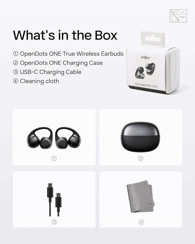SHOKZ OpenDots ONE-Open-Ear Headphones, Clip-On Earbuds-Wireless Bluetooth Earbuds with Microphone-Secure, Lightweight, Comfort-Premium Dolby Audio-Water Resistant-Fast Charging-Up to 40 hrs Playtime - Image 9
