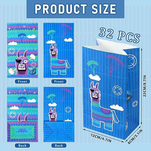 Haxpacal Video Game Party Gift Bags 32pcs Llama Themed Birthday Treat Bags for Video Game Llama Party Paper Bag Candy Snack Box Supplies, 8.6x4.7x3.2 in - Image 4