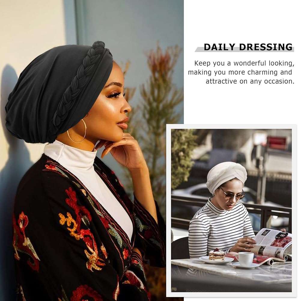 African Women Turban Caps Beanie Pre-Tied Twisted Braids Headwraps for Women Head Scarf Chemo Cancer Headwear Cap - Image 2