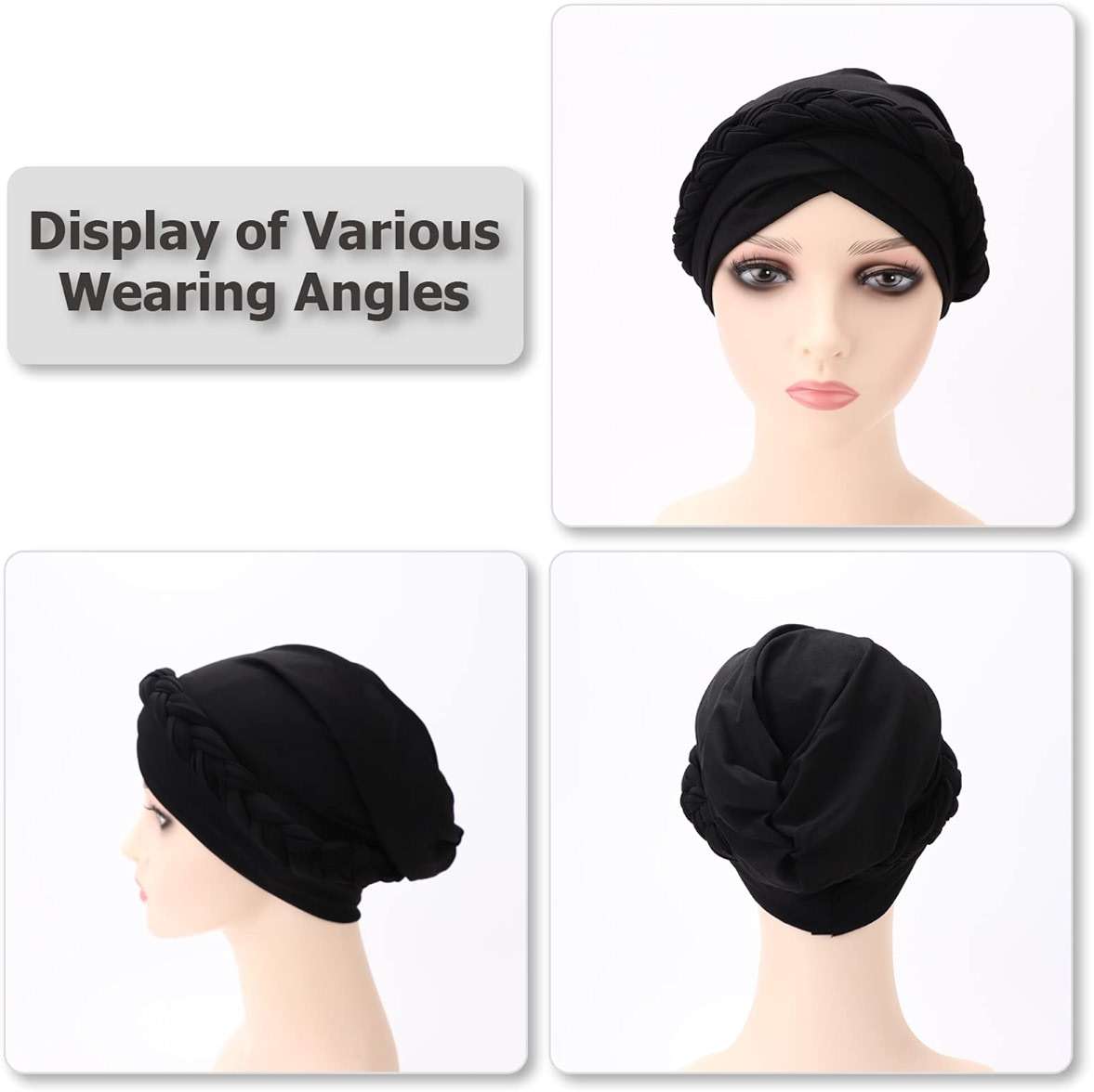African Women Turban Caps Beanie Pre-Tied Twisted Braids Headwraps for Women Head Scarf Chemo Cancer Headwear Cap - Image 5