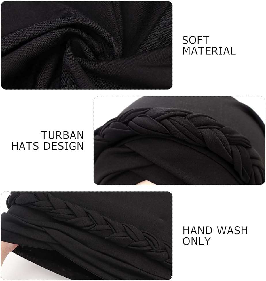African Women Turban Caps Beanie Pre-Tied Twisted Braids Headwraps for Women Head Scarf Chemo Cancer Headwear Cap - Image 6