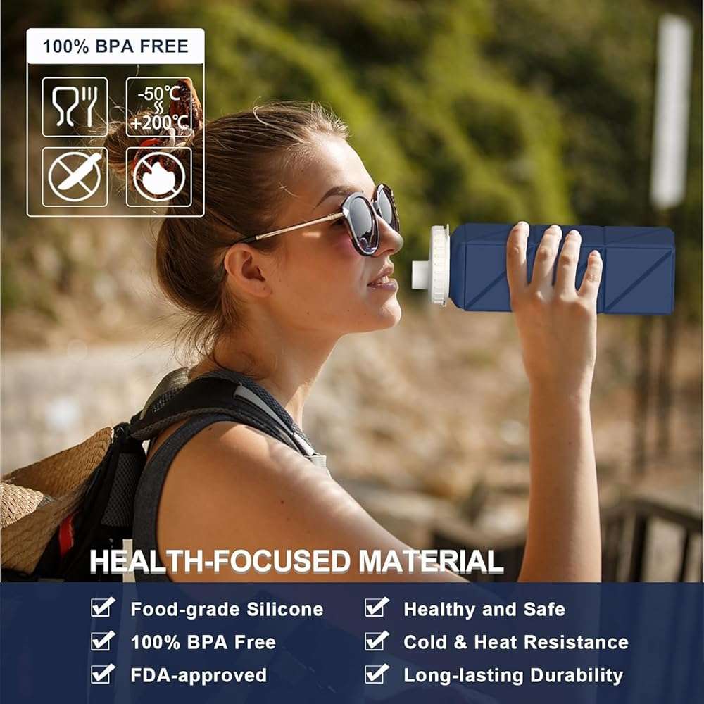 BEAUTAIL Collapsible Water Bottles 20.6oz, Silicone Foldable Portable Travel Water Bottle, Lightweight Reusable Leakproof for Traveling Camping Hiking Cycling Yoga Sports Outdoor - Image 3