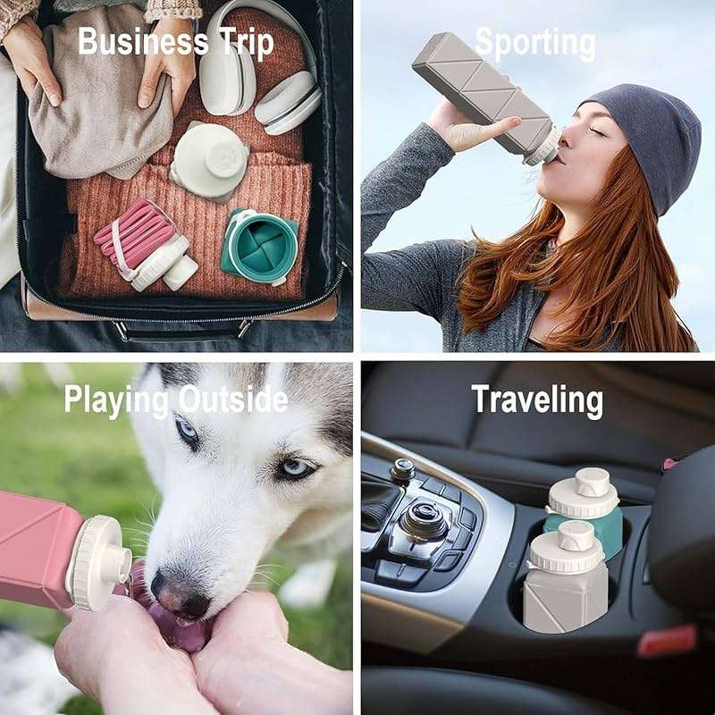 BEAUTAIL Collapsible Water Bottles 20.6oz, Silicone Foldable Portable Travel Water Bottle, Lightweight Reusable Leakproof for Traveling Camping Hiking Cycling Yoga Sports Outdoor - Image 7