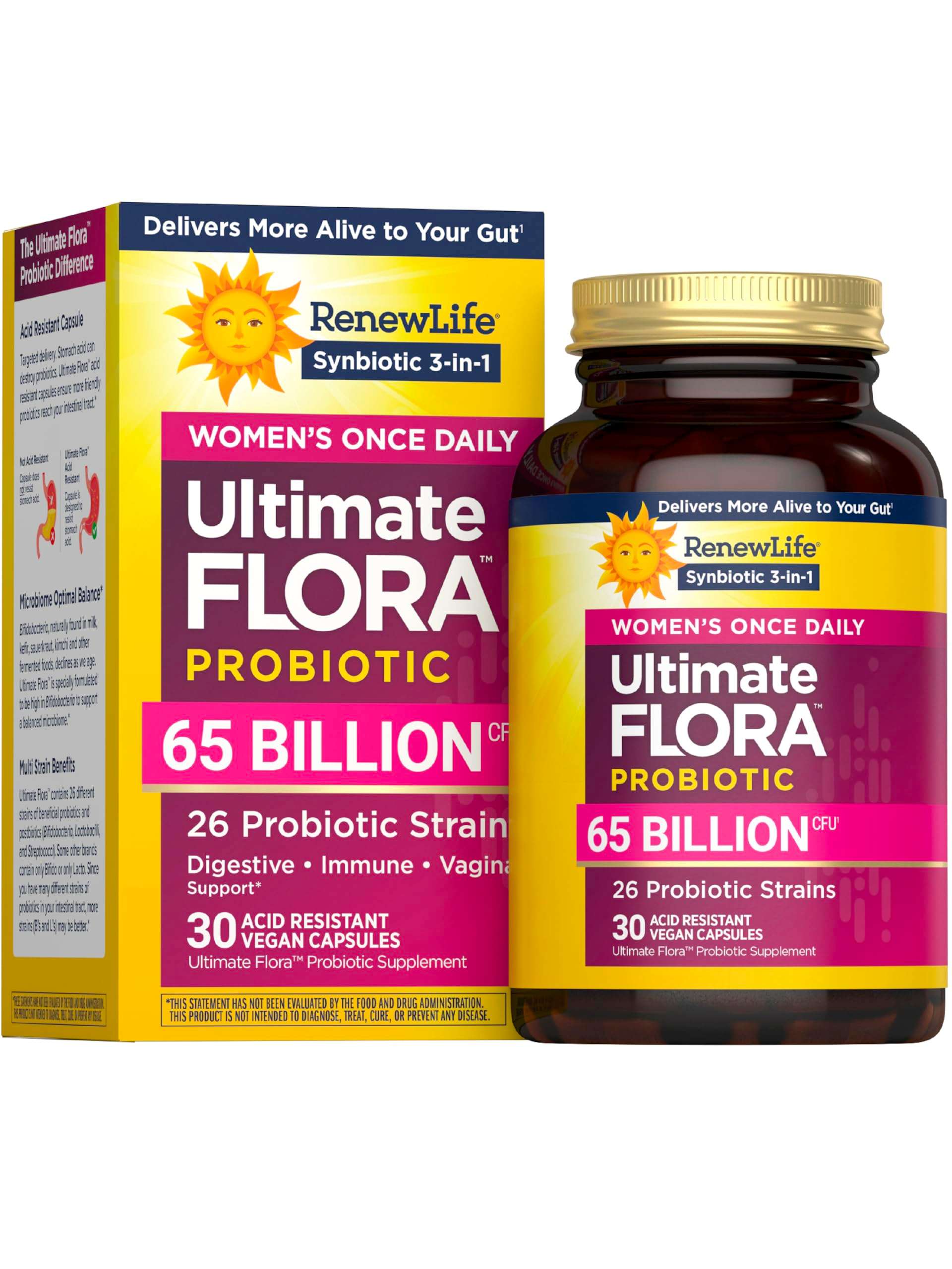 Renew Life Ultimate Flora Probiotics for Women 65 Billion CFU Delayed Release Vegan Capsules | Vaginal | Digestive Health | Immune Health | Dairy Free | 30 Count - Image 1