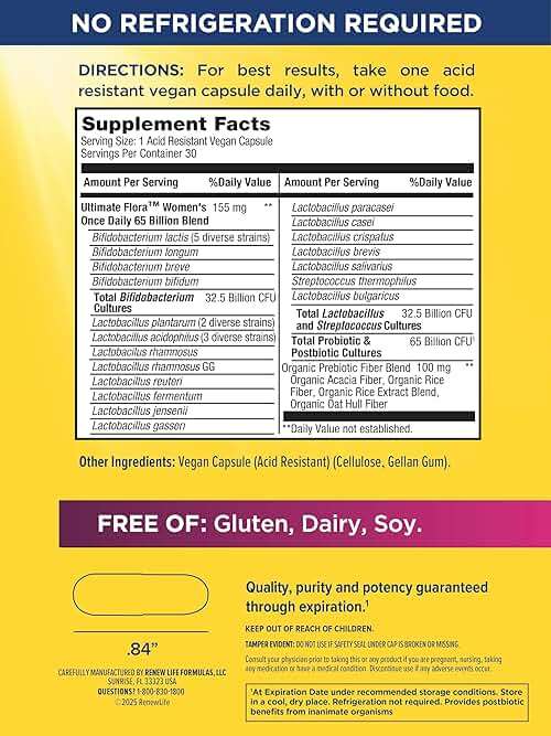 Renew Life Ultimate Flora Probiotics for Women 65 Billion CFU Delayed Release Vegan Capsules | Vaginal | Digestive Health | Immune Health | Dairy Free | 30 Count - Image 2