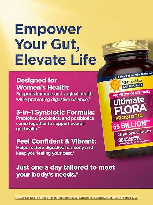Renew Life Ultimate Flora Probiotics for Women 65 Billion CFU Delayed Release Vegan Capsules | Vaginal | Digestive Health | Immune Health | Dairy Free | 30 Count - Image 4