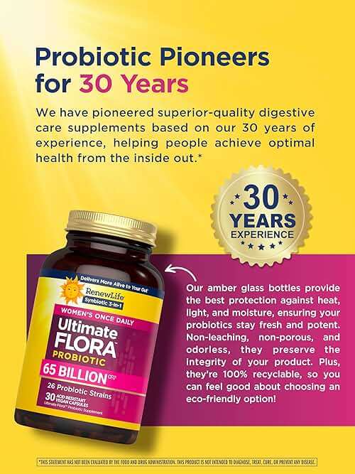 Renew Life Ultimate Flora Probiotics for Women 65 Billion CFU Delayed Release Vegan Capsules | Vaginal | Digestive Health | Immune Health | Dairy Free | 30 Count - Image 5