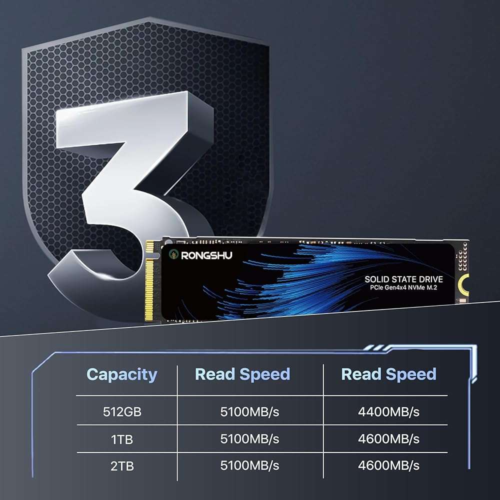 RONGSHU 2TB NVMe SSD M.2 PCIe4.0 Gen 4×4, M.2 2280 Internal Gaming SSD, Seq. Up to 5,100 MB/s, SLC Cache 3D NAND TLC Internal Solid State Drive Compatible with PS5, Laptop, PC Desktops (RP5000) - Image 5