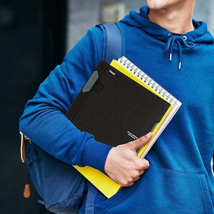 Five Star Advance Spiral Notebook + Study App, 1 Subject, College Ruled Paper, 8-1/2" x 11", 100 Sheets, Spiral Guard, Movable Tabbed Dividers, Black (820012A-ECM) - Image 8