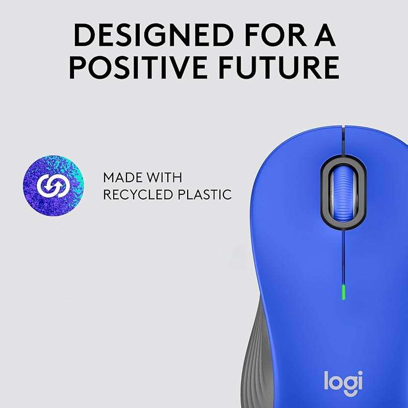 Logitech - Signature M550 L Full Size Bluetooth Ambidextrous Mouse with Silent Clicks - Wireless - Blue (Renewed) - Image 4