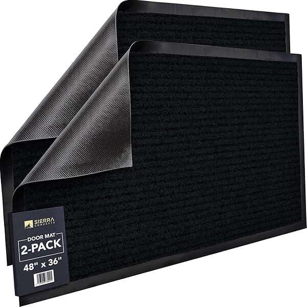 Sierra Concepts Front Door Mat X-Large Welcome Floor Mats - Entryway Indoor Outdoor Entrance Doormat, Patio, Porch, Muddy Dog Shoe, Inside Outside Low Profile 48x36in, 2-Pack Black - Image 1