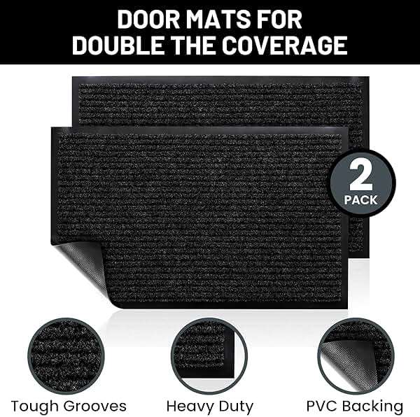 Sierra Concepts Front Door Mat X-Large Welcome Floor Mats - Entryway Indoor Outdoor Entrance Doormat, Patio, Porch, Muddy Dog Shoe, Inside Outside Low Profile 48x36in, 2-Pack Black - Image 2