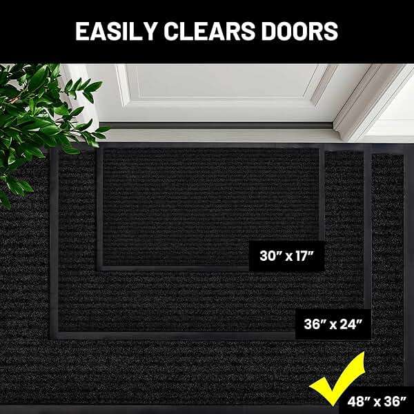 Sierra Concepts Front Door Mat X-Large Welcome Floor Mats - Entryway Indoor Outdoor Entrance Doormat, Patio, Porch, Muddy Dog Shoe, Inside Outside Low Profile 48x36in, 2-Pack Black - Image 4