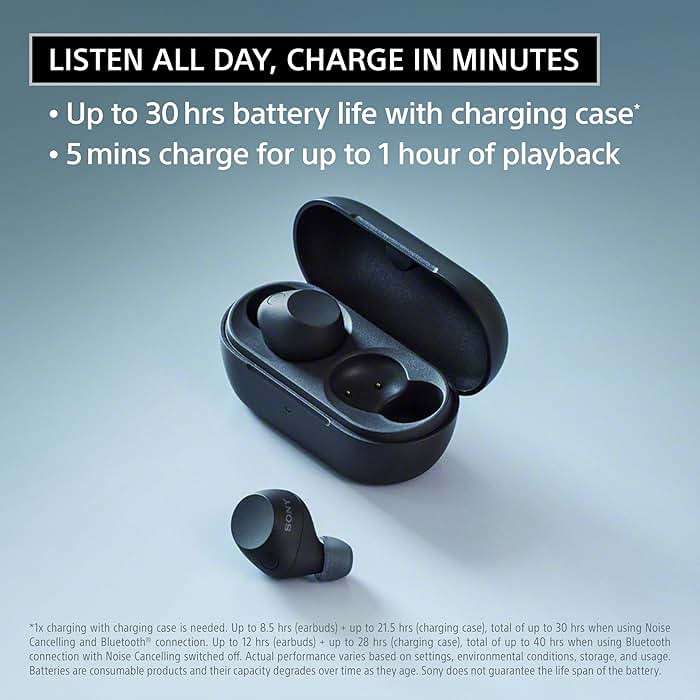 Sony WF-C710N Truly Wireless Noise-Canceling Earbuds with up to 30-Hour Battery Life, Lightweight and Secure, Black - Image 3