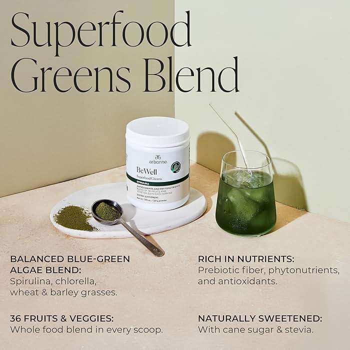 Arbonne BeWell Superfood Greens Powder - Health Supplement Powder Made from a Variety of Fruits and Vegetables, Organic Green Juice Supplement, 7.8 oz - Image 2