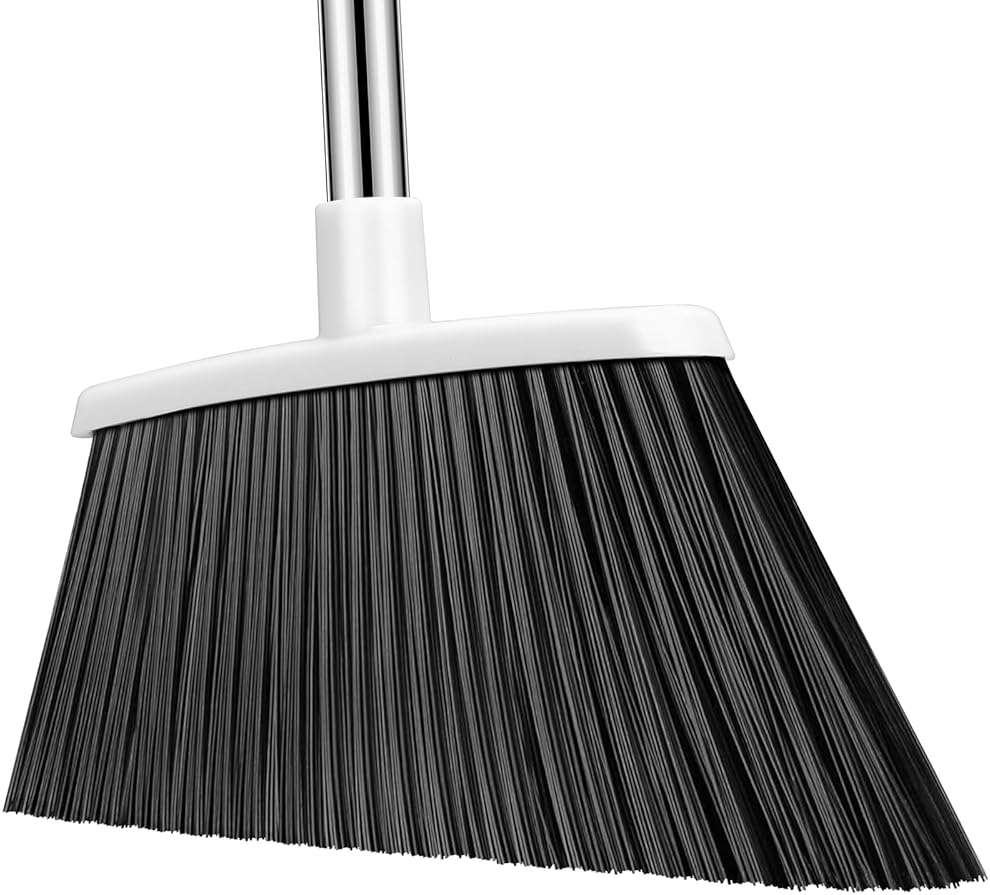 Heavy Duty Broom, 55 Inch Long Handle Outdoor Large Angle Brooms, Commercial Broom for Sweeping Indoor, for Home Garage Kitchen Office Courtyard Lobby Patio Lawn Concrete(Grey&White) - Image 1