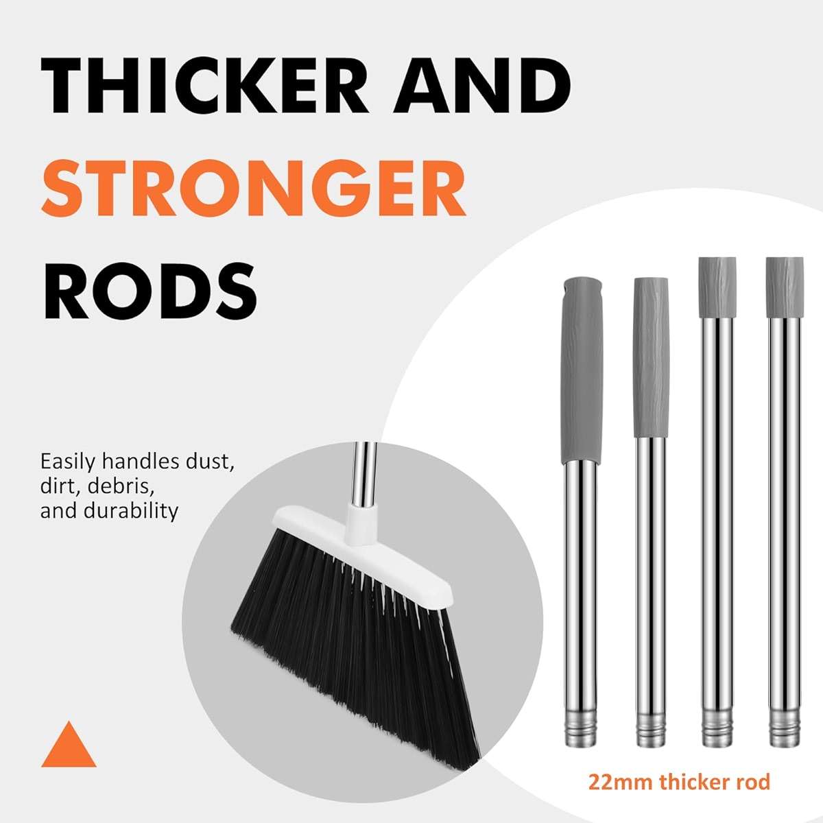 Heavy Duty Broom, 55 Inch Long Handle Outdoor Large Angle Brooms, Commercial Broom for Sweeping Indoor, for Home Garage Kitchen Office Courtyard Lobby Patio Lawn Concrete(Grey&White) - Image 5