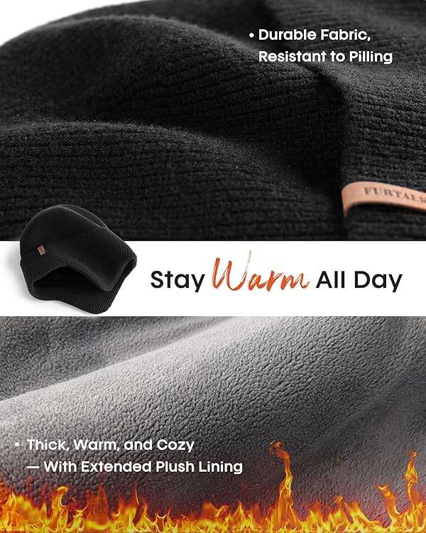 FURTALK Winter Beanie Hats with Earflap for Men Warm Fleece Line Knitted Outdoor Caps - Image 2