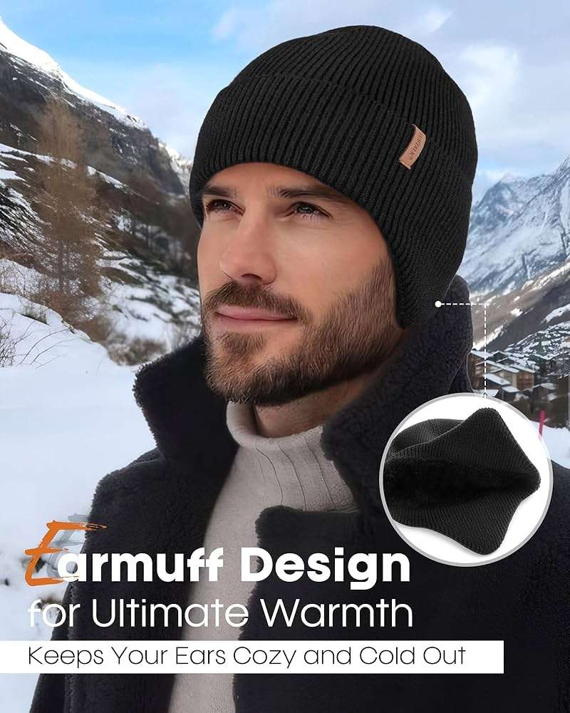 FURTALK Winter Beanie Hats with Earflap for Men Warm Fleece Line Knitted Outdoor Caps - Image 4