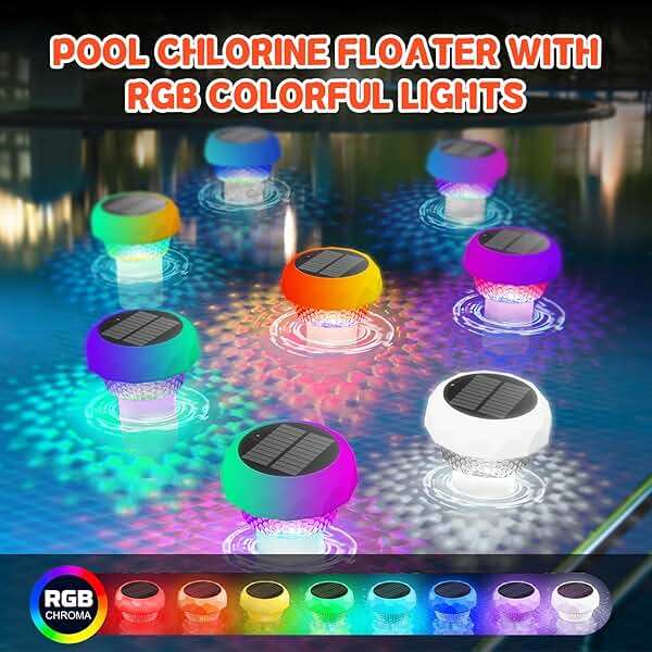 2 in 1 Pool Chlorine Floater Solar Pool Light - Chlorine Tablet Floater with Colorful Lights, Floating Dispenser Large Capacity for 3'' or 1'' Tablets, Remote-Controlled Adjustable - Image 3