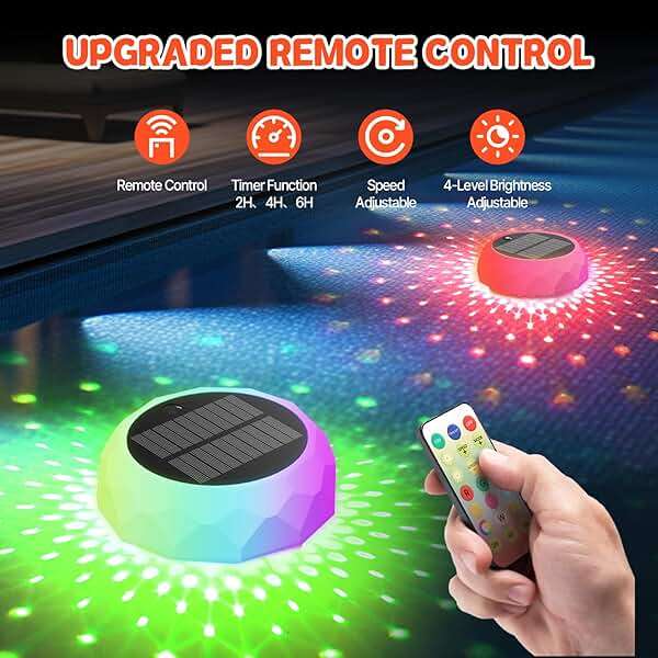 2 in 1 Pool Chlorine Floater Solar Pool Light - Chlorine Tablet Floater with Colorful Lights, Floating Dispenser Large Capacity for 3'' or 1'' Tablets, Remote-Controlled Adjustable - Image 4