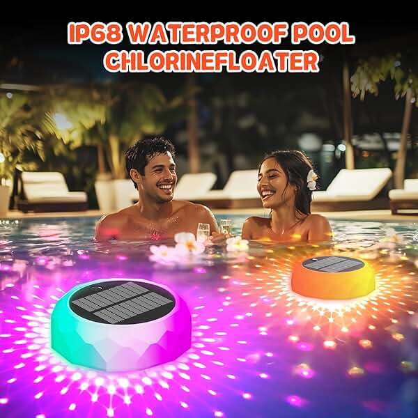 2 in 1 Pool Chlorine Floater Solar Pool Light - Chlorine Tablet Floater with Colorful Lights, Floating Dispenser Large Capacity for 3'' or 1'' Tablets, Remote-Controlled Adjustable - Image 6
