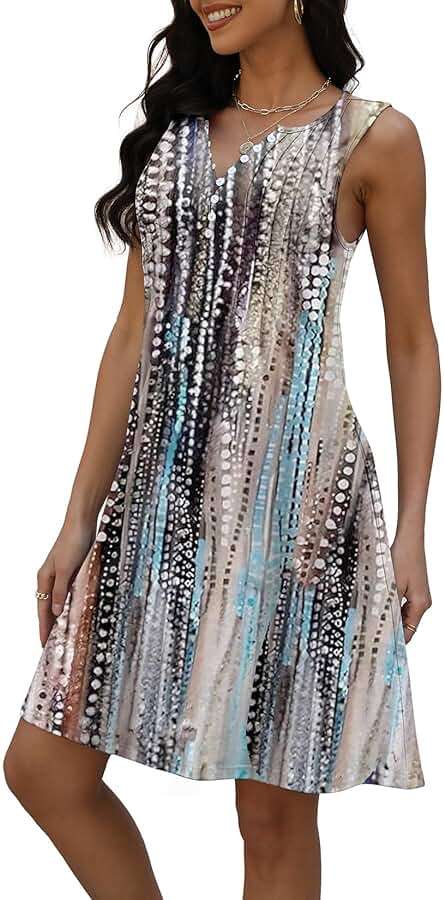 Disamer Beach Dresses for Women 2026 Vacation Swim Cover up V-Neck Summer Dress Button Down Sleeveless Boho Floral Sundress - Image 5
