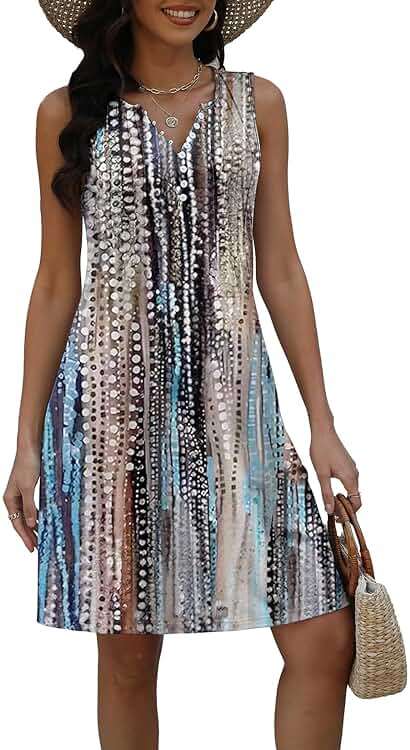 Disamer Beach Dresses for Women 2026 Vacation Swim Cover up V-Neck Summer Dress Button Down Sleeveless Boho Floral Sundress - Image 6