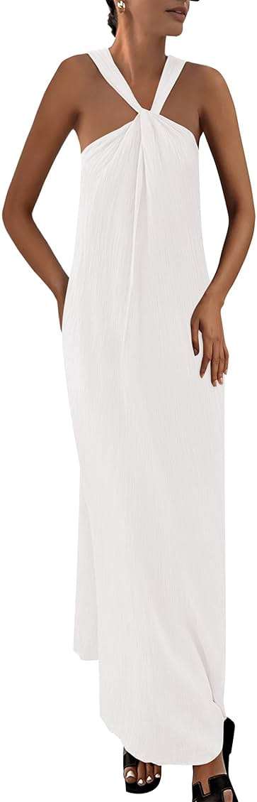 PRETTYGARDEN Womens 2026 Casual Long Summer Dresses Sleeveless Strappy Loose Flowy Beach Vacation Maxi Dress with Pockets - Image 1