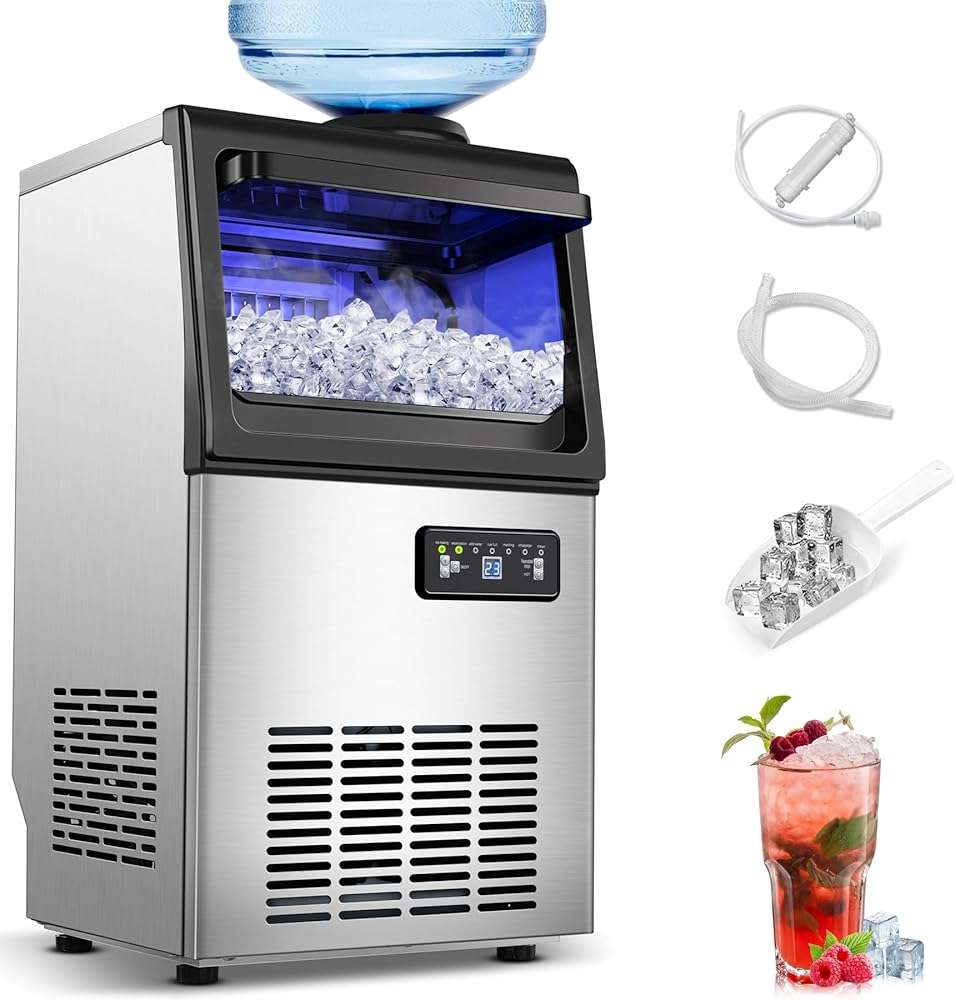 Zomagas Commercial Ice Maker Machine 110LBS/24H, Undercounter or Freestanding Ice Machine with 22LBS Storage Bin, Stainless Steel Self-Cleaning for Home, Bar, Restaurant, Coffee Shop - Image 1