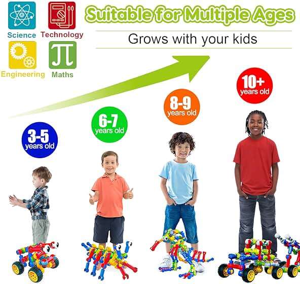 Kids STEM Building Blocks Toys for 4 5 6 7 8+ Year Old Boy Girl Birthday Gift, 186 Pcs Preschool Kindergarten Classroom Must Haves Supplies Educational Stem Bins Age 3-5 4-8 5-7 6-8 8-12 Creative Game - Image 3