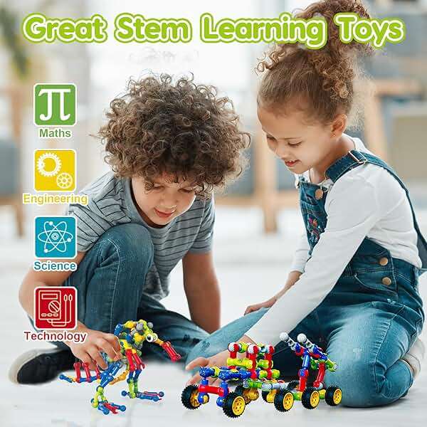 Kids STEM Building Blocks Toys for 4 5 6 7 8+ Year Old Boy Girl Birthday Gift, 186 Pcs Preschool Kindergarten Classroom Must Haves Supplies Educational Stem Bins Age 3-5 4-8 5-7 6-8 8-12 Creative Game - Image 4