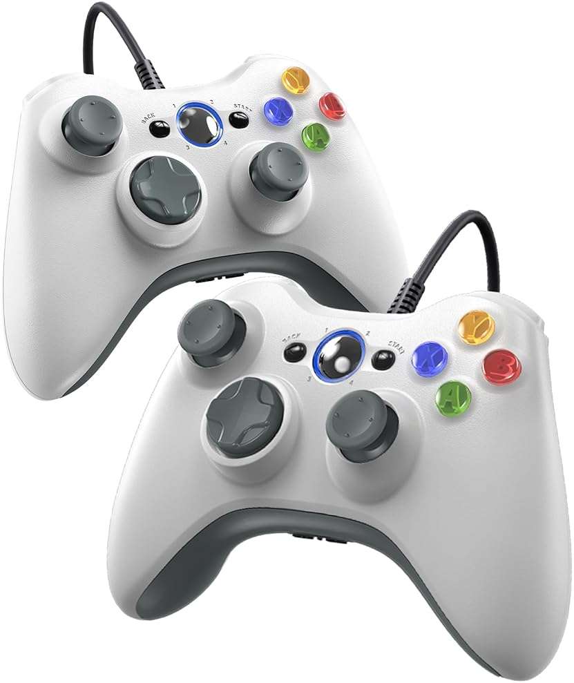 Gamrombo Wired Controller for Xbox 360-2 Pack, Compatible with xbox 360/360 S/360 E, with Dual-Vibration, 2.5mm headphone Jack - Image 1