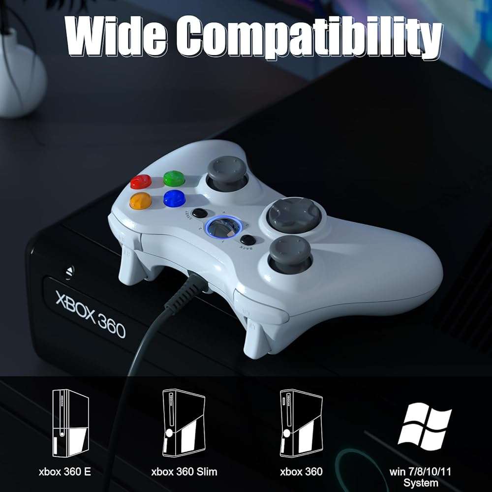 Gamrombo Wired Controller for Xbox 360-2 Pack, Compatible with xbox 360/360 S/360 E, with Dual-Vibration, 2.5mm headphone Jack - Image 2