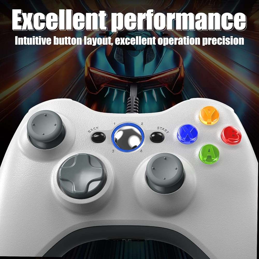 Gamrombo Wired Controller for Xbox 360-2 Pack, Compatible with xbox 360/360 S/360 E, with Dual-Vibration, 2.5mm headphone Jack - Image 4