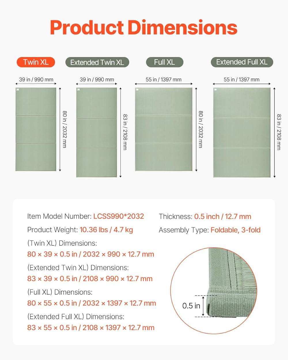 VEVOR Japanese Tatami Mat, Twin XL - 39'' x 80'' Foldable Tatami Mattress, 100% Natural Rush Grass, Floor Mattress with Non-Slip Backing & Natural Rush Scent, Tatami for Sleeping, Meditation, Yoga - Image 4