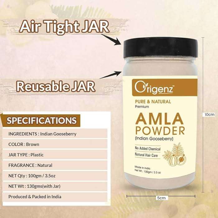 Amla Powder for Hair Care, Naturally Strong & Shiny Hair, Mask, Pack, Helps to Control Haifall,Indian Gooseberry, Repair Damage Hair & Skin Care - 100gm - Image 5